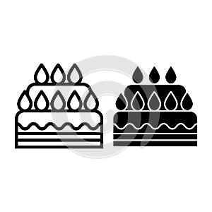 Wedding cake line and glyph icon. Dessert vector illustration isolated on white. Sweet outline style design, designed