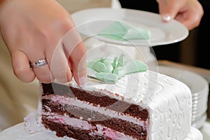 Wedding cake with martzipan decoration photo