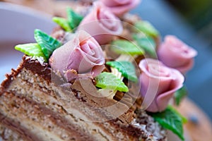 Wedding cake with pink roses