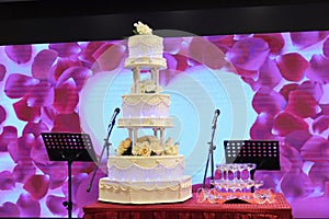 Wedding cake with rose decorations