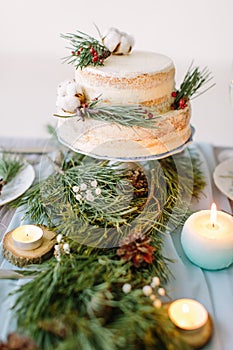 Wedding cake in rustic style