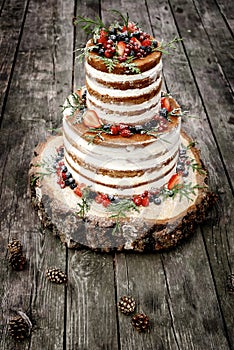 Wedding cake in rustic style