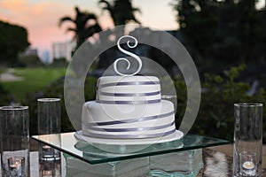 Wedding cake at sunset