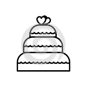 Wedding cake vector line icon, sign, illustration on background, editable strokes