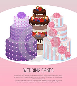 Wedding Cakes Poster Text Vector Illustration