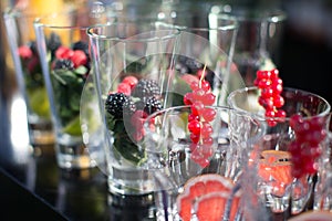 Wedding candy bar with fresh berries decoration