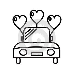 Wedding car vector line icon, sign, illustration on background, editable strokes