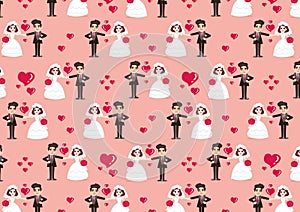 Wedding card with cartoon groom and bride pattern