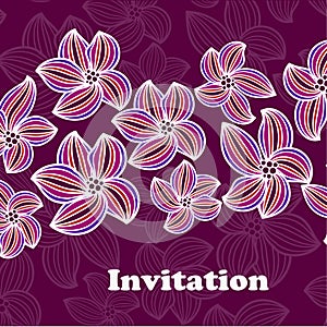 Wedding card or invitation with abstract floral ba