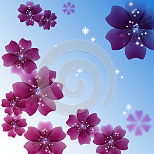 Wedding card or invitation with abstract floral background.