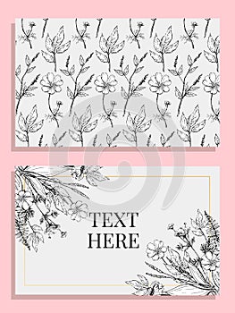 Wedding card or invitation with abstract floral background. Greeting postcard in grunge or retro vector Elegance pattern