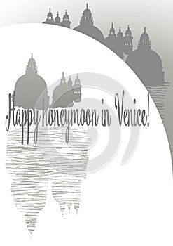 Inscription Happy Honeymoon in Venice Wedding card