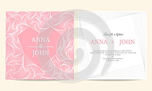 Wedding card - spiral line heart frame vintage vector template design