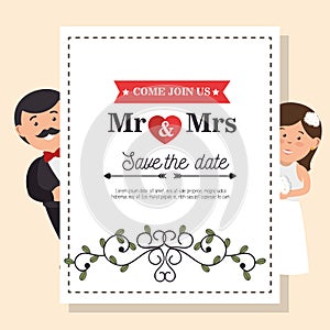 wedding card vintage mr and mrs design graphic
