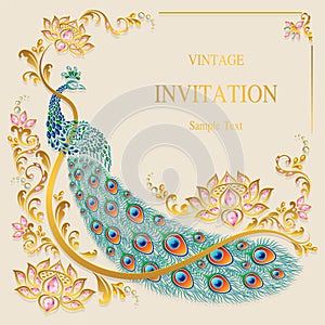 Indian wedding Invitation card templates . photo