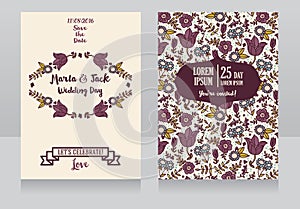 Wedding cards with folkloric flowers