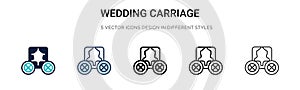 Wedding carriage icon in filled, thin line, outline and stroke style. Vector illustration of two colored and black wedding