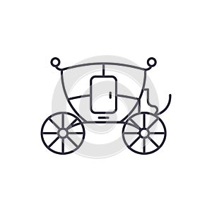 Wedding carriage line icon concept. Wedding carriage vector linear illustration, symbol, sign