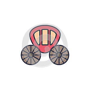 Wedding carriage vector icon symbol isolated on white background
