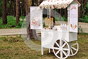 Wedding cart with ice cream