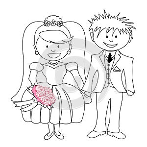 Wedding - cartoon bride and groom