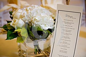 Wedding Centerpiece and Menu photo