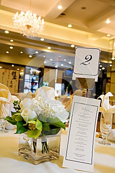 Wedding Centerpiece and Menu photo