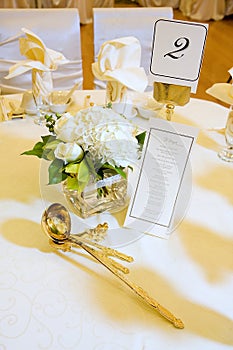 Wedding Centerpiece and Menu photo