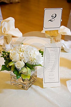 Wedding Centerpiece and Menu photo