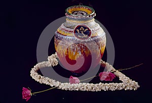 Wedding ceremonial decorated pot with sweets fillings for the bride