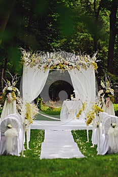 Wedding ceremony in a beautiful garden