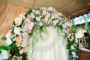 wedding ceremony decoration, beautiful fresh wedding arch