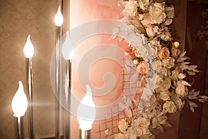 Wedding ceremony decoration, wedding arch of flowers.