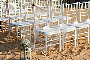 Wedding ceremony dining place on a tropical beach