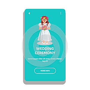 Wedding Ceremony Girl Wear Ceremonial Dress Vector