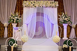 Wedding ceremony hall ready for guests,Luxury, elegant wedding r