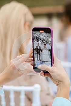 wedding ceremony of the newlyweds on the pier