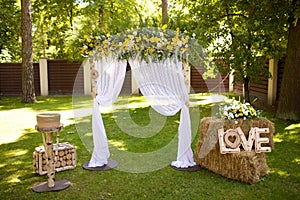 Wedding ceremony in rustic style