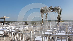 Wedding ceremony in rustic style on the beach.
