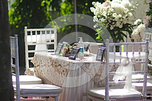 Wedding ceremony table with an outdoor wedding concept