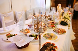 Wedding ceremony table in the restaurant