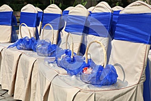 Wedding chairs and Basket of flower