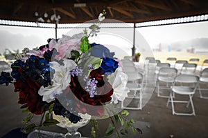 Wedding Chairs and flowers at an Outdoor Wedding