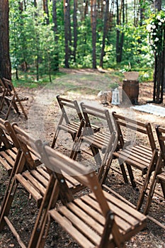 Wedding chairs set up before the ceremony.