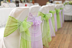 Wedding chairs with silk ribbon