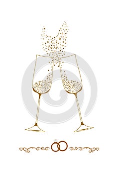 Wedding champagne glasses illustration