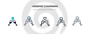 Wedding champagne icon in different style vector illustration. two colored and black wedding champagne vector icons designed in