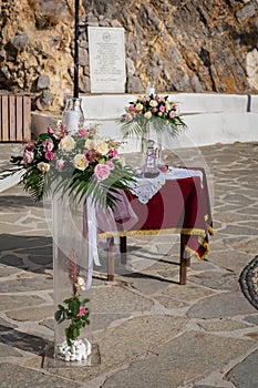 Wedding chapel ready for ceremony in St. PaulÂ´s bay on Rhodes,