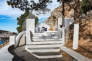 Wedding chapel ready for ceremony in St. PaulÂ´s bay on Rhodes,