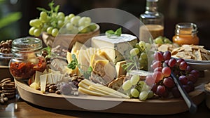 Wedding Cheeseboard Charm. A Medley of Gourmet Selections for Celebratory Palates. Generative AI